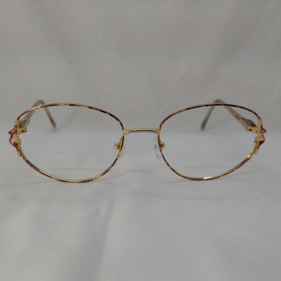 💎 Vintage CLEARVISION Eyeglass Frames Pink Brown Gold Full Metal Rims Plastic - Picture 2 of 12